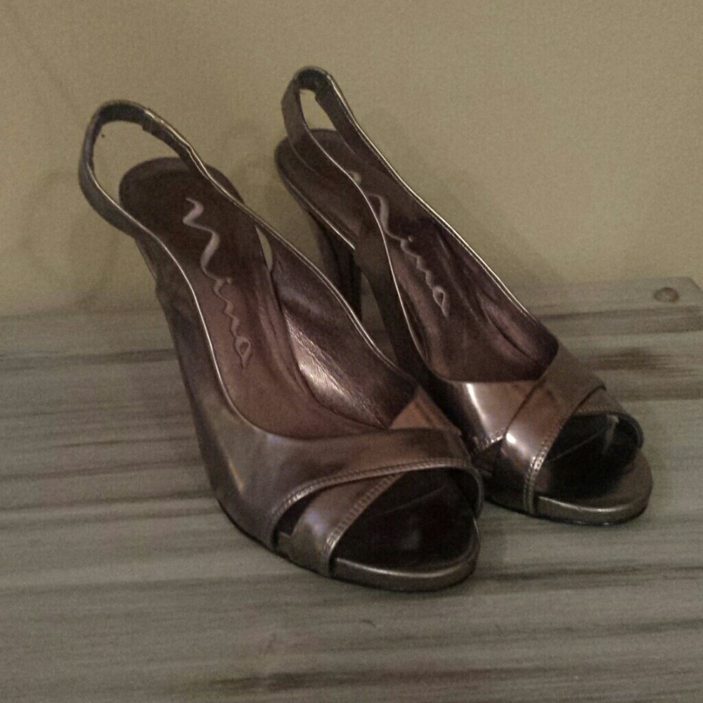 Silver stappy slingback heels